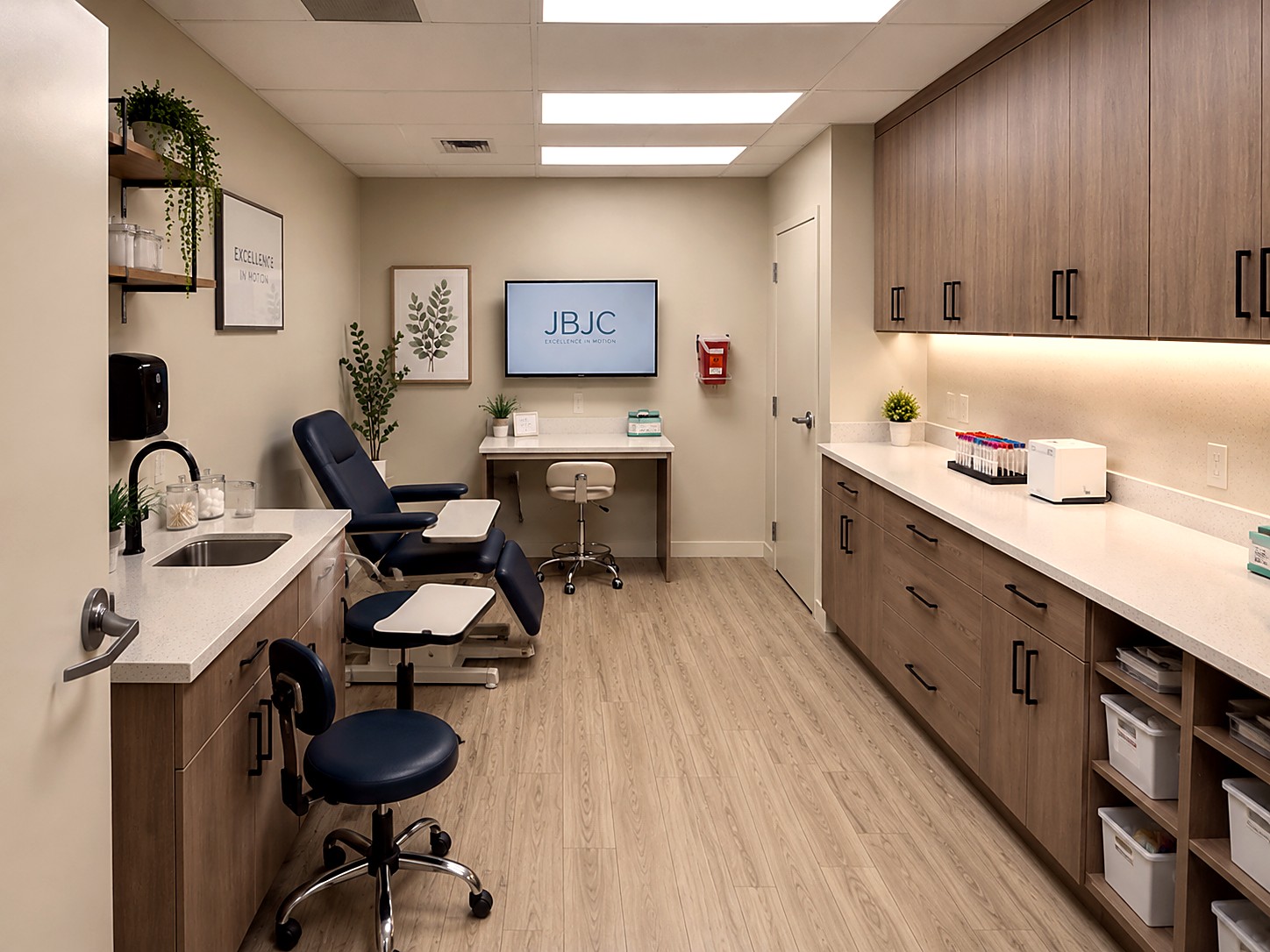 Cedar Clinic laboratory workbench with centrifuges and analyzers